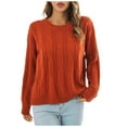 thumbnail image 2 of Chandails pour Femmes Automne/hiver Cardigans Pulls Manteau Tricoté Pull-Over Chandail Uni Ajouré Col Rond Mode Décontractée Manches Longues Hauts, 2 of 7