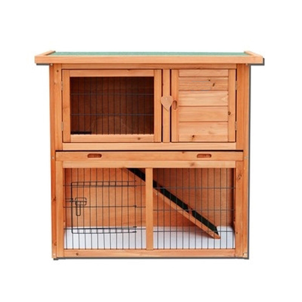 2-Tier Large Wooden Rabbit Hutch Bunny Guinea Pig Hen House Poultry Pet Cage New 