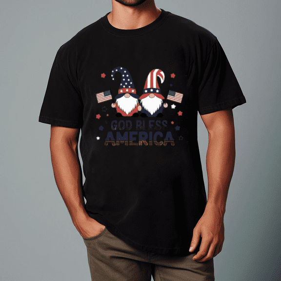 God Bless America Gnomes for 4th of July Family Look Unisex Tee,S- 5XL