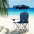 thumbnail image 4 of Costway Portable Folding Beach Canopy Chair W/ Cup Holders Bag Camping Hiking Outdoor Blue, 4 of 9