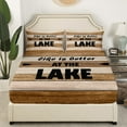 thumbnail image 3 of Erosebridal Lake Life Sheet Set Queen, Brown Farmhouse Bedding Sets Queen Size, Vintage Lodge Cabin Decor 4 Pieces, 3 of 7