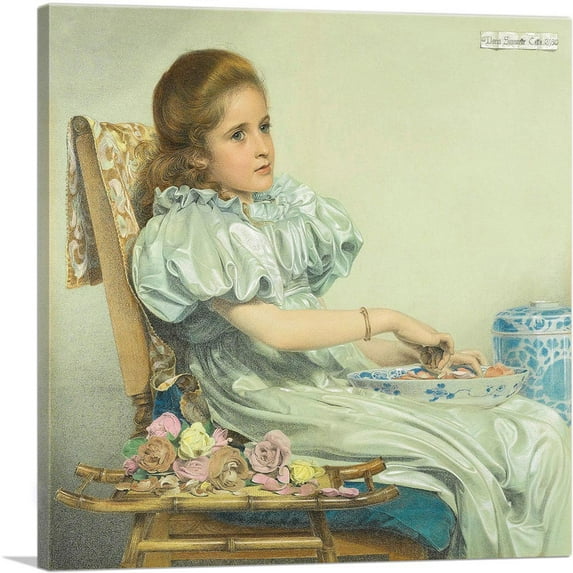 ARTCANVAS Portrait Of Miss Doris Simonette Catto Canvas Art Print by Frederick Sandys - Size: 12" x 12" (0.75" Deep)