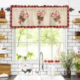 thumbnail image 3 of Candy Cane Bow Valances for Windows Christmas Winter Retro Rod Pocket Curtain Valance Window Treatment Short Curtains for Kitchen Living Room, 42"x12", 3 of 5