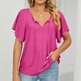 thumbnail image 3 of WIZUTIZ Crop Tops for Women up to 60% Off Oversize Tshirt V-Neck Pure Colour Plus Size Short Sleeve Tops Flowy Ladies Tshirts Lightweight Work Out Blouse Loose Fit Breathable Solid Tee Hot Pink XXL, 3 of 6