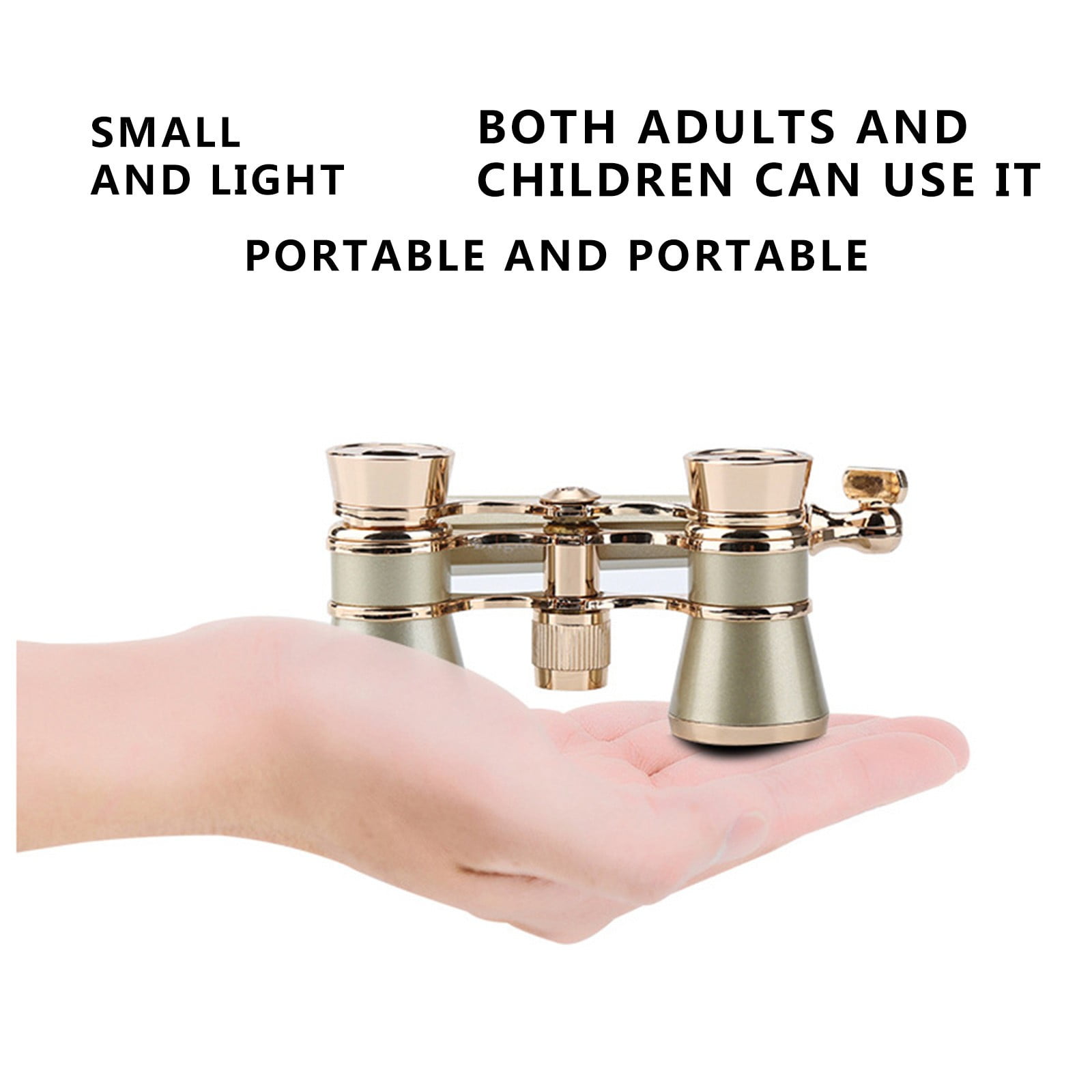 Vintage Opera Glasses Binoculars 3X25, Metal Theater Binoculars with Adjustable Handle, Compact Mini Binoculars for Adults Women Kids in Concerts, Opera, Cinema and Musical Performances