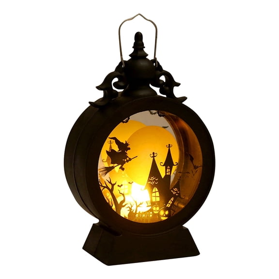 Halloween Decor, Vintage Witch Halloween Lantern, Spooky Indoor Home and Party Decoration, Light Up Accent for Table and Hanging Display, Classic Festive Decorative Lamp for