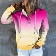 thumbnail image 2 of Kaemgyyd Sweatshirts for Women Loose Gradient Button Long Sleeve Hoodies Casual Trendy Drawstring Pullover with Pockets, 2 of 5