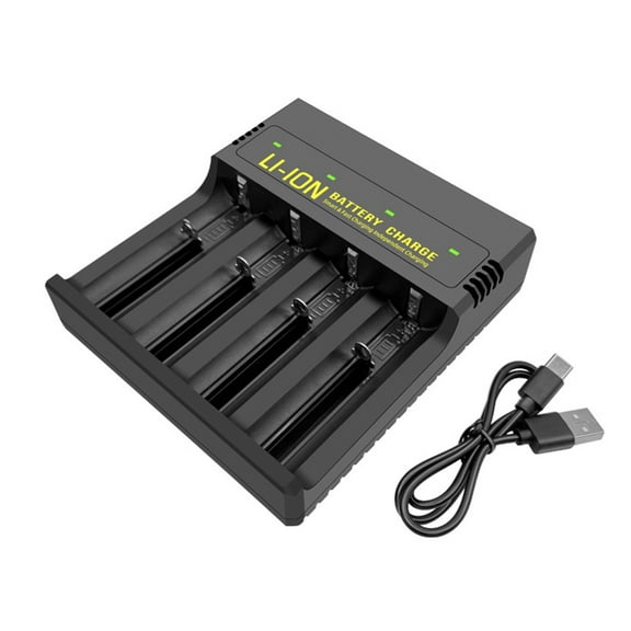 BYNNIX 4Bay Type C to USB 18650 Battery Charging Box for 3.7V Lithium Rechargeable Battery18650/26650 21700/16340 14500/18500