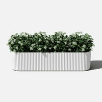 YANG2 Window Box Planter - Long Planter Box for Windowsill/Balcony | Crack-Resistant Plastic & Concrete | Modern Décor for Flowers/Herbs,White