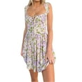 thumbnail image 2 of Biekopu Women's Summer Mini Dress,Sleeveless Front Tie Ruched Bust Floral Print Short A-Line Dress for Beachwear, 2 of 5