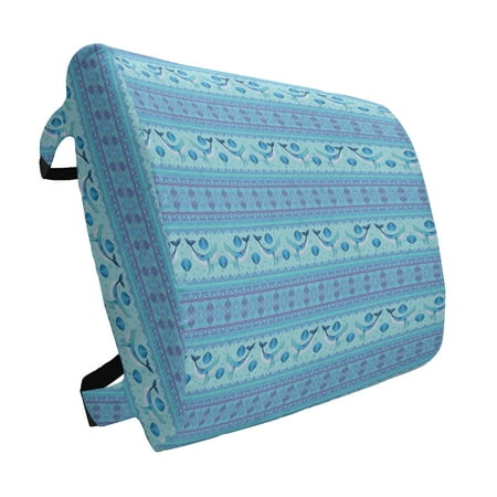

Whale Lumbar Pillow Ocean Inspired Pattern with Geometrical Borders Fish and Scallops Soft Back Cushion for Office Chairs with Adjustable Straps 14 x 13 Turquoise Lilac Blue by Ambesonne
