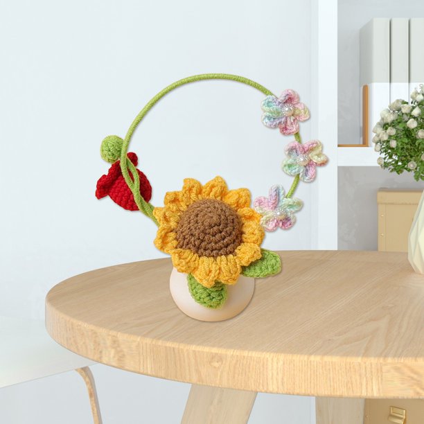 Handmade Home Decoration Yarn Weaving Simulated Flower Desktop Bonsai