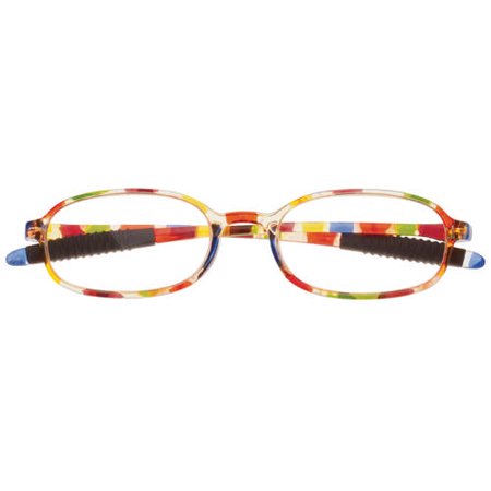 Readers with Flexible Bows & Ear Grippers-4-50X-Rainbow