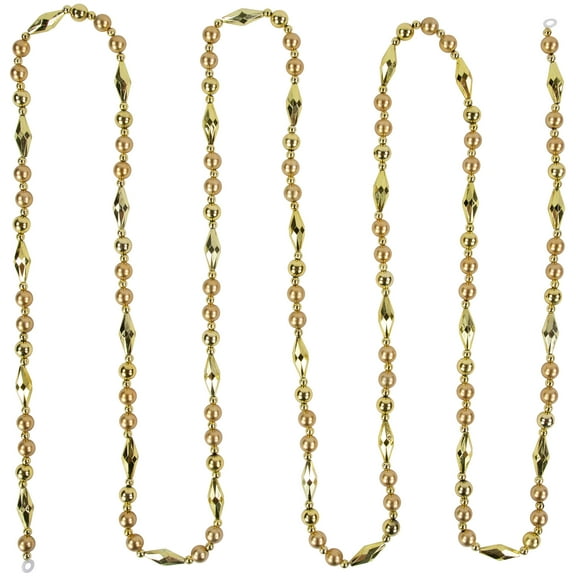 Northlight Shiny and Matte Beaded Christmas Garland - 9' x .5" - Gold - Unlit