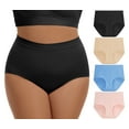 thumbnail image 4 of Plus Size L-4XL High Waisted Briefs for Women Plus Size Ladies Underwear Stretch Full Coverage Panties 4 Pack, 4 of 7