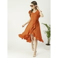 thumbnail image 6 of Moomaya Solid Viscose Front Slit Ruffle Dress, Summer Resort Wear Women Clothing, 6 of 6
