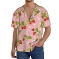thumbnail image 3 of Vsdgher Strawberry Floral Print Men's Wrinkle Free Untucked Cuban Shirt Business Casual Button Down Shirts Short Sleeve Shirt, 3 of 7