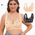 thumbnail image 4 of TOWED22 Daisy Bras for Older Women,Front Closure Push up Bra,No Underwire Front Closure Comfort Senior Snap Closing Bra(Light Yellow,50C), 4 of 9