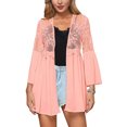 thumbnail image 1 of TRKIYQC Cárdigan de encaje de verano para mujer Manga larga acampanada Ver a través de frente abierto Cárdigan de verano Malla Sheer Kimono Coverup Beach TRKIYQC casual, 1 of 5