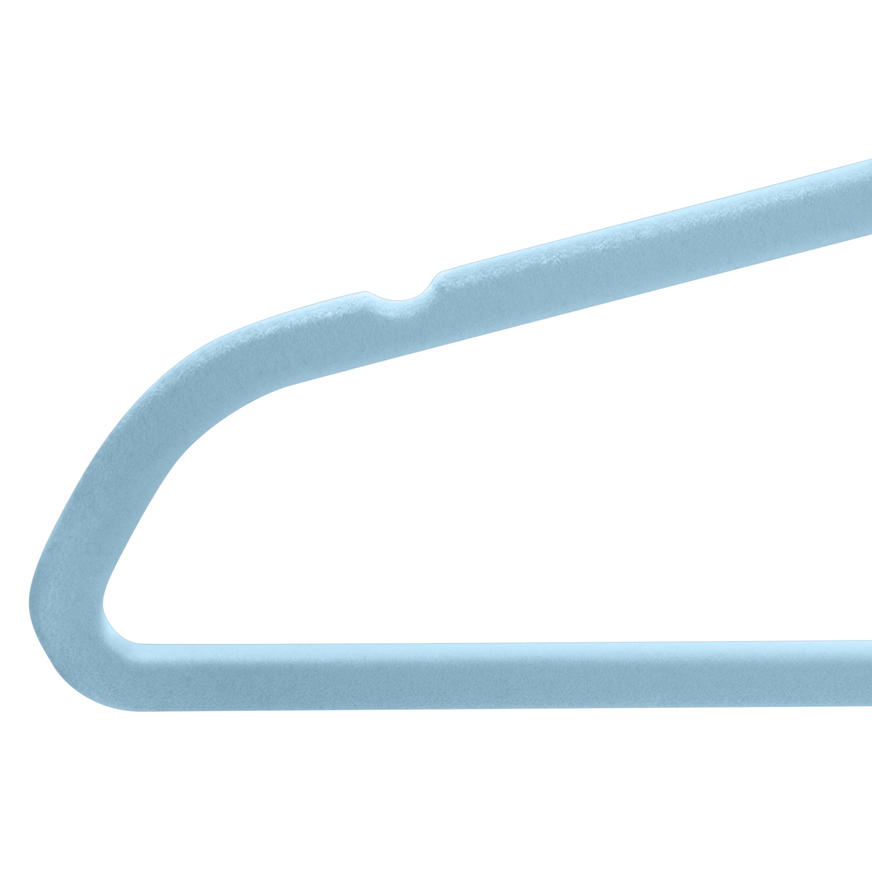 Simplify Kids 100 Pack Velvet Hangers with Shark Icon in Light Blue