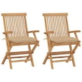 thumbnail image 1 of vidaXL Garden Chairs with Beige Cushions 2 pcs Solid Teak Wood, 1 of 12