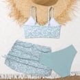 thumbnail image 5 of hengsof Girls 3 Piece Swimsuit Set Fashion Print Bikini Halter Top Swim Skirt Swim Bottom Cute Summer Beach Bathing Suit for Kids Ages 6-14, 5 of 6
