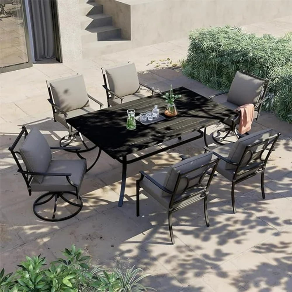 Grand Patio Outdoor Patio Dining Set for 2, 2 Swivel Dining Chairs with Gray Olefin Cushions
