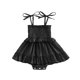 thumbnail image 1 of Niña Bebé Negro Vestido Zapatos Estilo Romper Color Sólido sin Mangas Traje en Capas con Arcos Ajustables Primavera Verano, 1 of 8