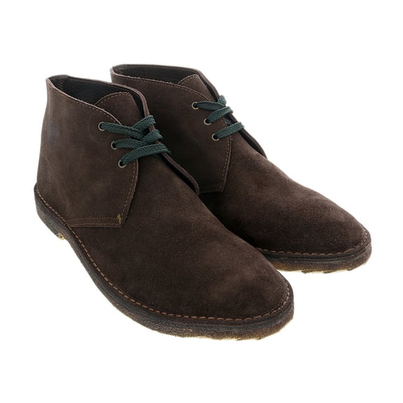 DANIELA FARGION Brown Suede Dark Green Laced Leather Derby Shoes-12 for Mens