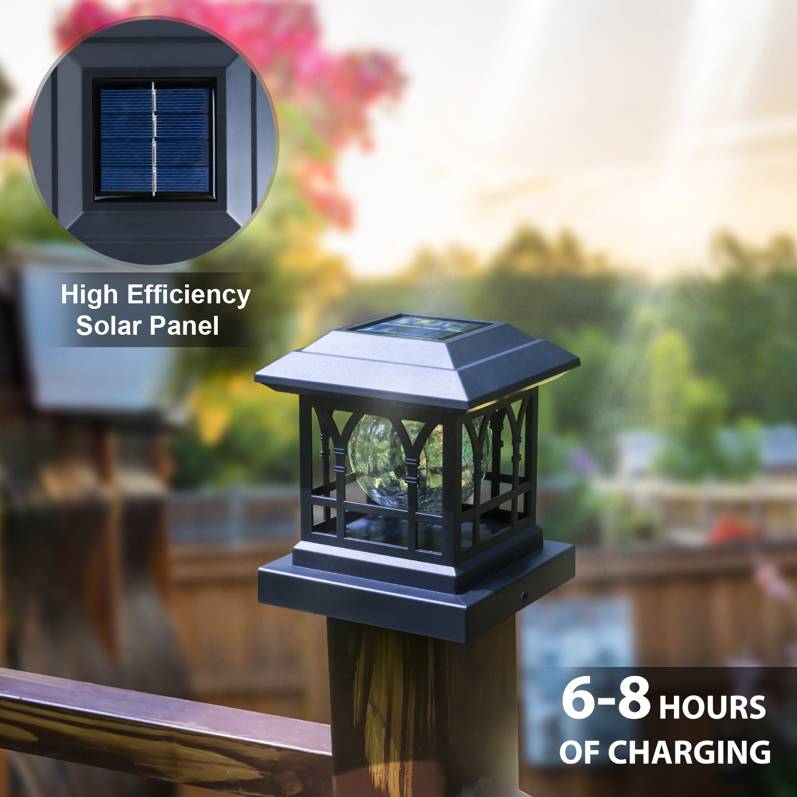 Liefgarden Solar Post Cap Lights Outdoor, RGB  Warm White LED Lighting  Mode 20 LM, Fits 3.6x3.6 4x4 4.5x4.5 5x5 Wooden Fence Deck Patio Garden.  Black (12 Pack)