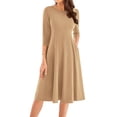 thumbnail image 1 of Vestido de verano GRACE KARIN 2025 Casual Manga 3/4 A-line S Khaki, 1 of 6