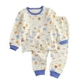 thumbnail image 1 of dmqupv Girl Satin Pajama Set Childrens Comfortable And Breathable Long Sleeved Home Clothes Cute Cartoon Pattern Pajama Set Light Blue,Size for 1-2 Years, 1 of 3