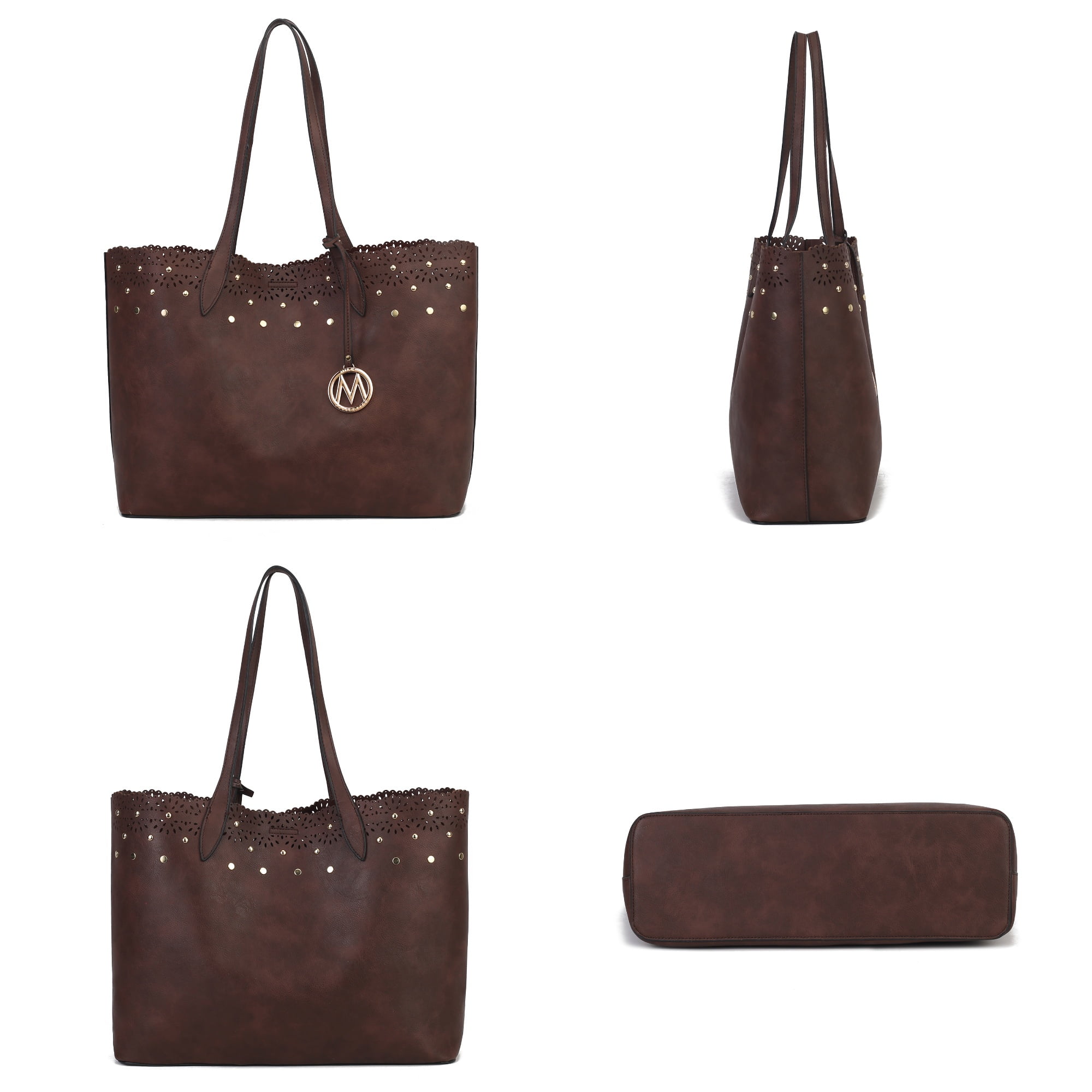 MKF Collection Mariahna 3-Piece Set – Shopper Tote Bag, Crossbody Purse, and Matching Wallet for Women – Vegan Leather Handbag Set by Mia K - Navy