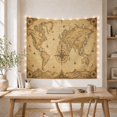 thumbnail image 5 of Antique World Map with Compass Rose and Sailing Ships, Nostalgic Vintage Illustration, Housewarming Gift for Travel Lovers, Map Wall Art, Tapestry Wall Hanging for Office and Dorm, 5 of 7