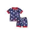 thumbnail image 2 of Elippeo Baby Boy 4th of July Outfits 6 12 18 24 Months 3 Years Short Sleeve Firework Star Print Tops + Shorts Set Summer Clothes, 2 of 10