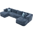 thumbnail image 4 of 135.4" Boneless Modular Sectional Sofa Couch, 6-Seat Cozy Sectional U-shaped Sofa Couch with 2Movable Ottomans for Living Room, Apartment, Office, No Assembly Required, Blue, 4 of 12