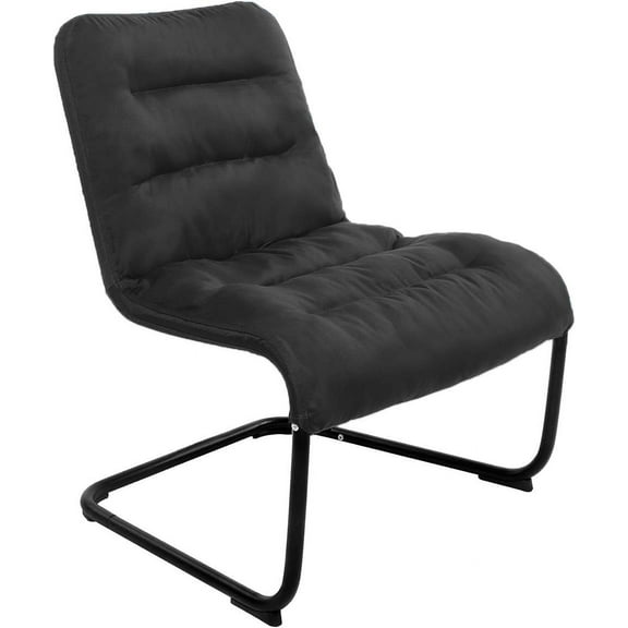 Zenree Upholstered Durable Metal Modern Chair with Soft Cushion, Black - Ideal for Bedrooms, Living Rooms, Dorms, Indoor Spaces, Accent and Lounging