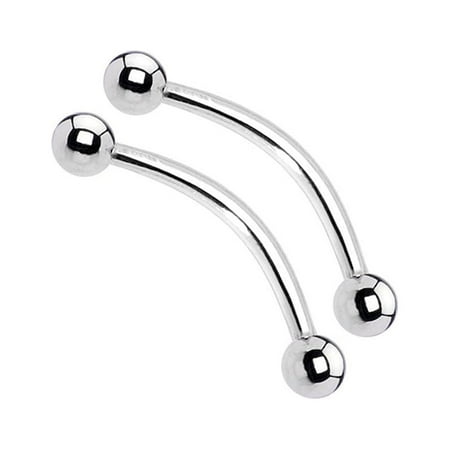 BodyJewelryOnline Snake Eyes Tongue Ring Stainless Steel, 16G Body Piercing Jewelry, Set of 2