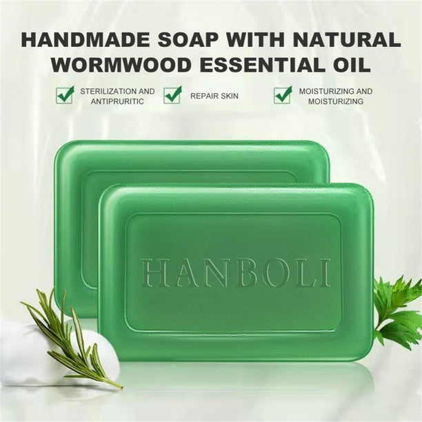Anti-mite Soap Wormwood Soap Net Mite Itching Soap Cleaning Acne Pores Oil Control Moisturizing Body Skin Care Soap Bath Soap zhangyuxiang LED