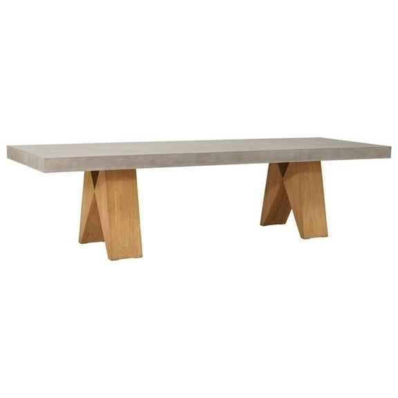Seasonal Living Perpetual Clip 87" Wood and Concrete Dining Table in Slate Gray