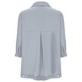 thumbnail image 5 of Cmfcve Plus Size Woman Top Lapel 3/4 Length Sleeve Cotton Linen Tunic Shirts V-Neck Ruffled Hem Button Down Gauze Blouse, 5 of 6