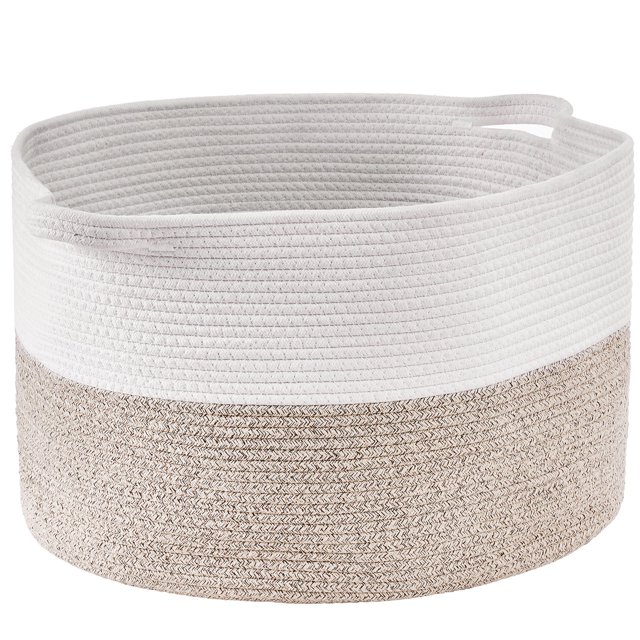 STAWAY Extra Large Cotton Rope Storage Basket - 87L Woven Blanket Organizer with Portable Handles - Perfect for Toys, Clothes, and Home Essentials