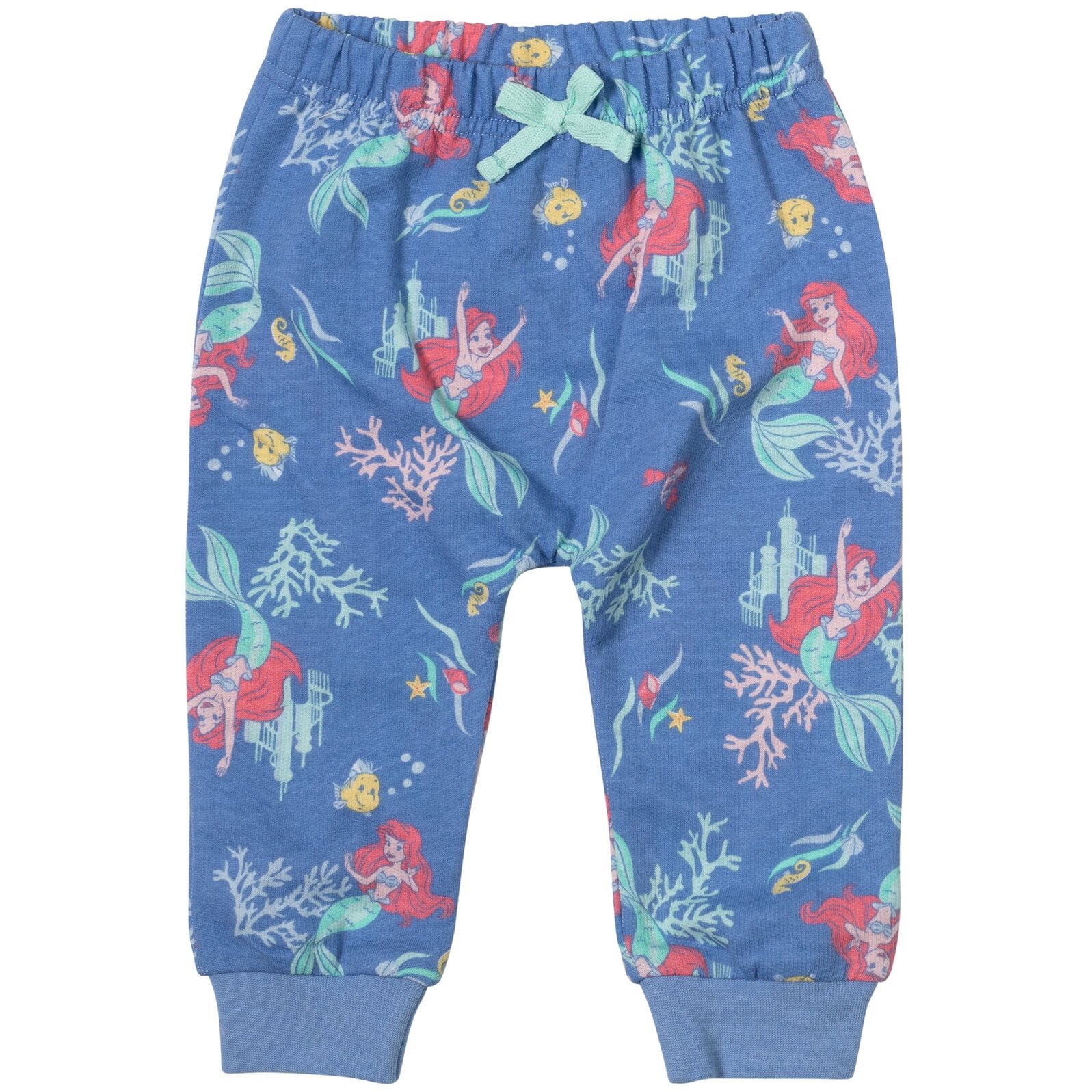 Disney Princess Belle Tiana Ariel Infant Baby Girls French Terry 3 Pack Jogger Pants Newborn to Toddler