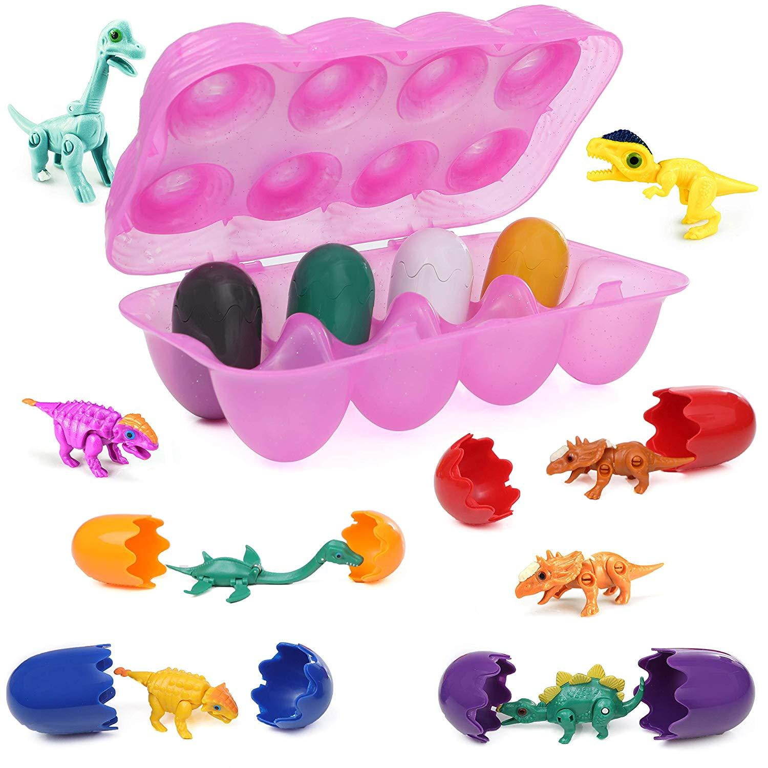 Top Right Toys Dinosaur Hatching Eggs 8 Toy Filled Dinosaur Hard Egg