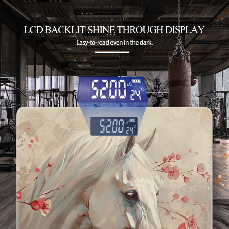 High Precision Body Weight Scale Smart Bathroom Scales with Large LCD Display(400lbs),Decorative for Bedroom-White Horse Head Turned Slightly To The Left