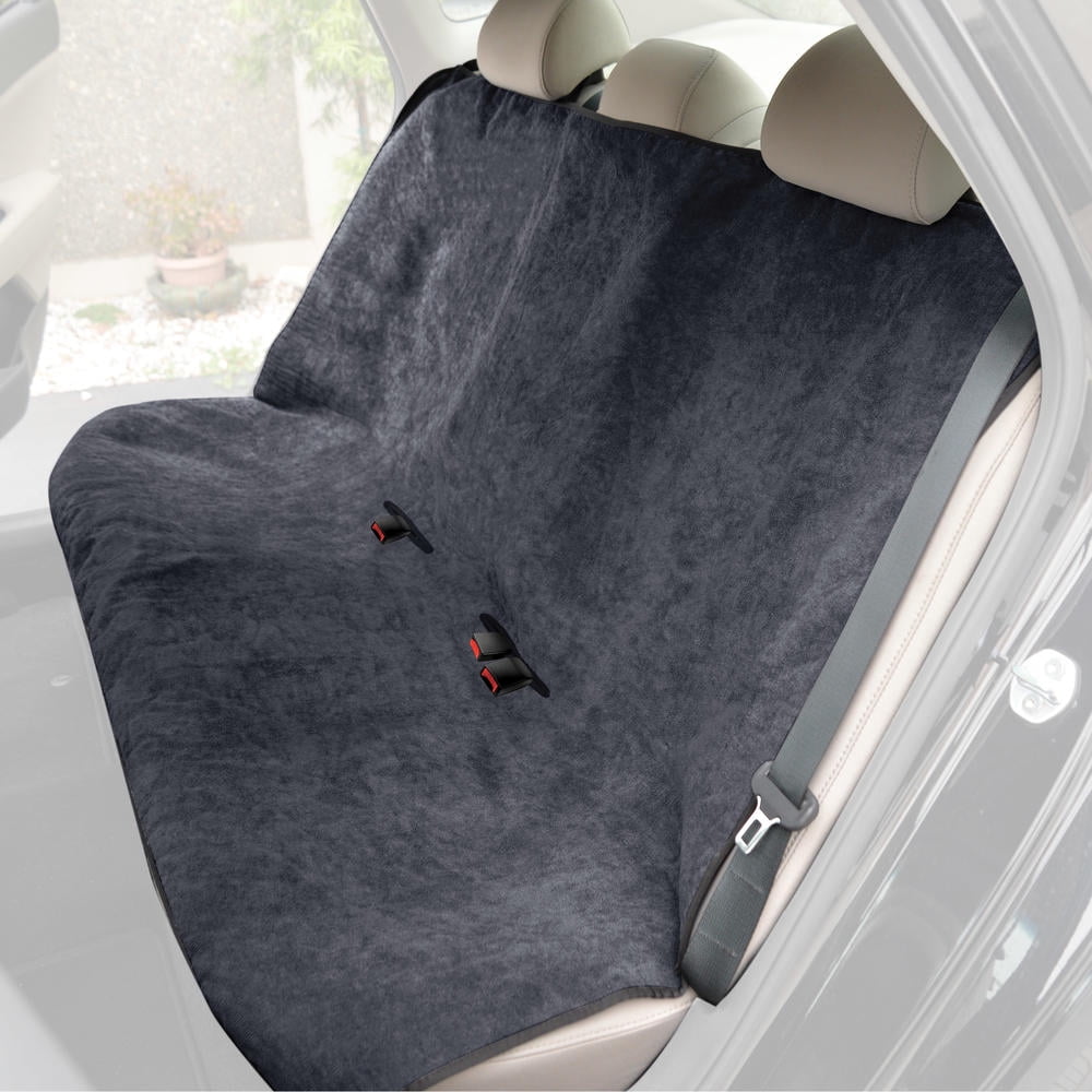 Sweat Absorbing Car Seat Cover Towel for Rear Bench SUV Van Truck Gray/ Black 
