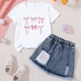thumbnail image 2 of TOWED22 Toddler Baby Girls Butterfly Outfit Short Sleeve Bow Print Tops T-Shirt + Skirt Dress Shorts Summer Two Piece Clothes Set(M,3-4 Y), 2 of 4