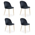 thumbnail image 1 of Sillas de Comedor de Terciopelo con Patas de Acero Acabado Tipo Madera Estilo Moderno - Sillas de Comedor Tapizadas Minimalista con Relleno Suave Set 4 Piezas Negro, 1 of 1