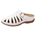 thumbnail image 6 of Mules for Women Closed Toe Fisherman Sandals Breathable Cutout Buckle Strap Slip on Low Wedge Cushioned Orthopedic Shoes Slides White Size 7, 6 of 6