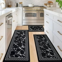 LAMIRO Kitchen Rug Set with Runner,Marble Memory Foam Kitchen Rugs and Mats Non Skid Washable,Waterproof Kitchen Runner Rug Floor Mats Modern,18 x 30"es